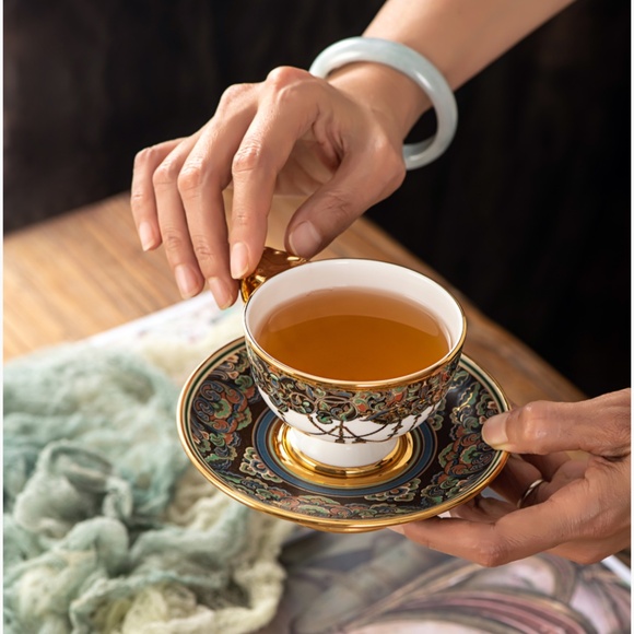 Tea Coffee Cup with Plate - Bone China - Nine Colored Deer - Impression Dunhuang - Picture 6 of 6